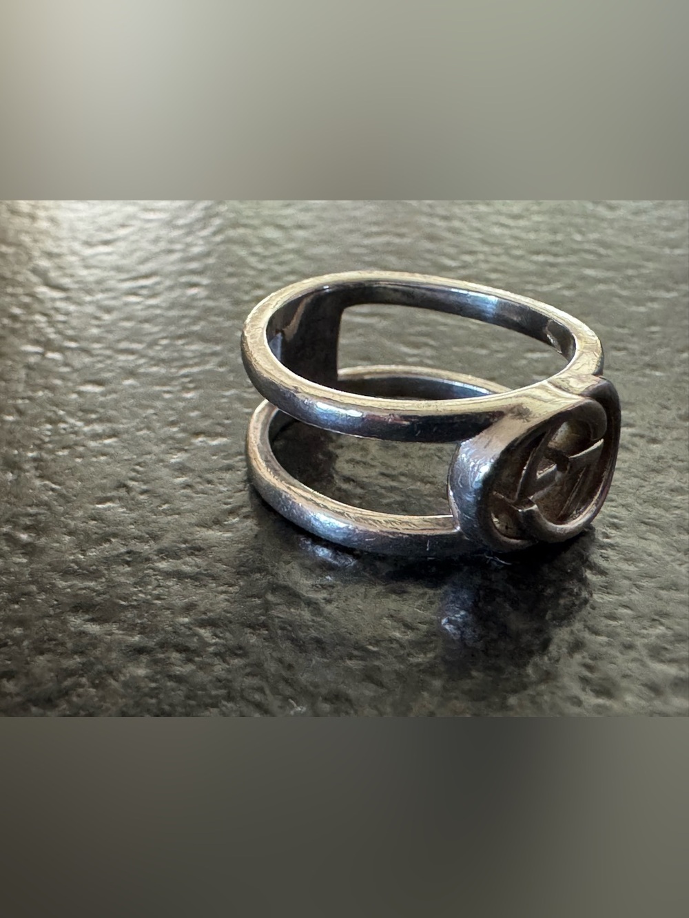 GUCCI Interlocking G Open Band Ring AG925 Sterling Silver Gucci Size 13/US 6-6.5 - Picture 3 of 7